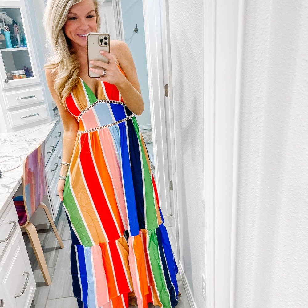 Multicolored maxi dress - super fun style & great fit